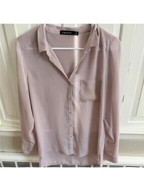 Trouve XS  Purple/Light Mauve Chiffon Button Down Blouse Nordstroms